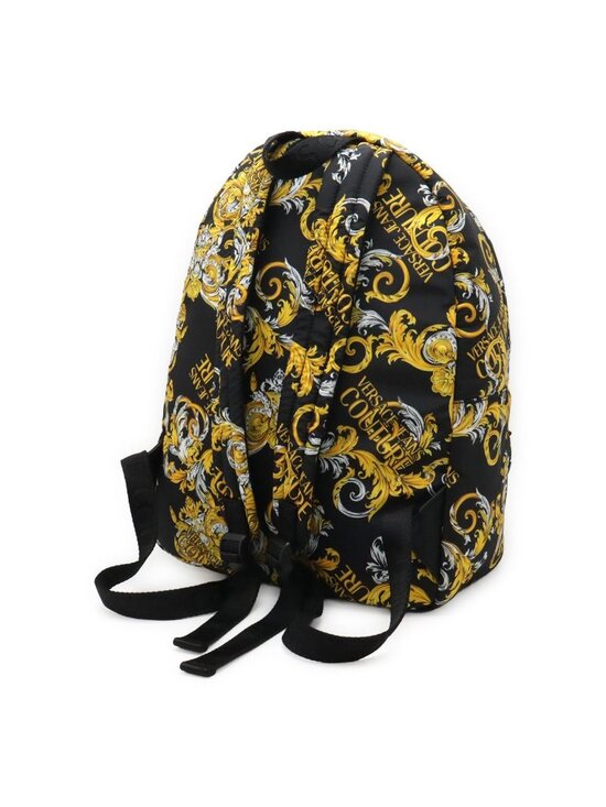 Versace Jeans Couture Backpack Nylon Logo All Over Pattern Black Gold main image 4